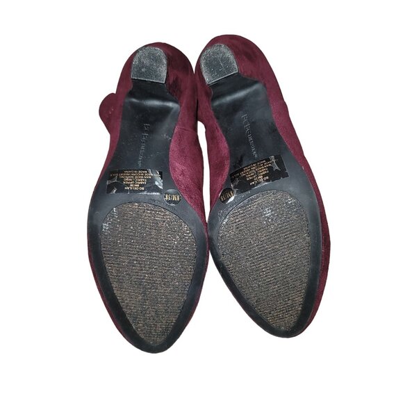 BCBG Women's Burgundy Faux Suede Ankle Sock Boots 8M Work‎ Office Whimsigoth Y2K - Picture 7 of 8